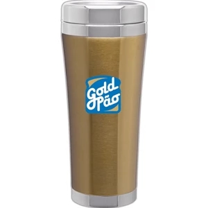 Veer - Gold - 18 Oz Double Wall 18/8 Stainless Steel Tumbler, Foam Insulated With Push On Lid