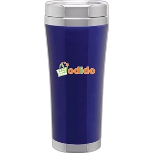 Veer - Blue - 18 Oz Double Wall 18/8 Stainless Steel Tumbler, Foam Insulated With Push On Lid