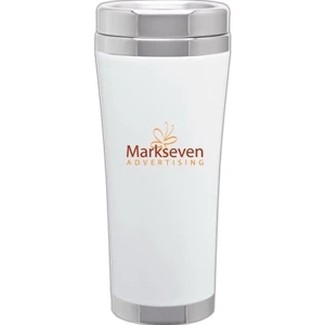 Veer - White - 18 Oz Double Wall 18/8 Stainless Steel Tumbler, Foam Insulated With Push On Lid