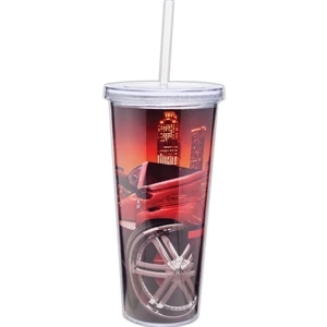 Spirit - 20 Oz Double Wall Acrylic Tumbler With Straw And 4 Color Process Paper Inserts