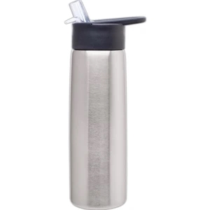 H2go (r) Hydra - Stainless Steel - 24 Oz Single Wall Stainless Steel Water Bottle With Flip-up Straw