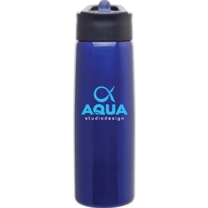 H2go (r) Hydra - Blue - 24 Oz Single Wall Stainless Steel Water Bottle With Flip-up Straw