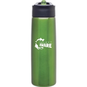 H2go (r) Hydra - Apple - 24 Oz Single Wall Stainless Steel Water Bottle With Flip-up Straw