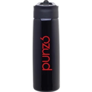 H2go (r) Hydra - Black - 24 Oz Single Wall Stainless Steel Water Bottle With Flip-up Straw