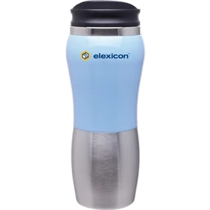 Maui Fusion - Sky Blue - 14 Oz 2-tone Acrylic And 18/8 Stainless Steel Tumbler, Foam Insulated, Push On Lid
