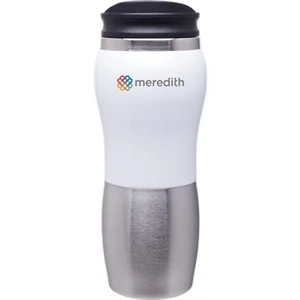 Maui Fusion - White - 14 Oz 2-tone Acrylic And 18/8 Stainless Steel Tumbler, Foam Insulated, Push On Lid