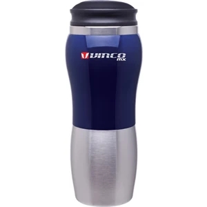 Maui Fusion - Blue - 14 Oz 2-tone Acrylic And 18/8 Stainless Steel Tumbler, Foam Insulated, Push On Lid