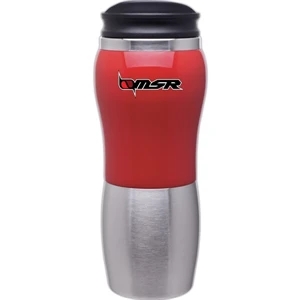 Maui Fusion - Red - 14 Oz 2-tone Acrylic And 18/8 Stainless Steel Tumbler, Foam Insulated, Push On Lid