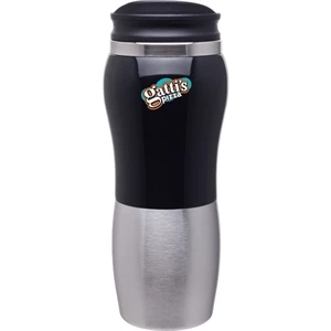 Maui Fusion - Black - 14 Oz 2-tone Acrylic And 18/8 Stainless Steel Tumbler, Foam Insulated, Push On Lid