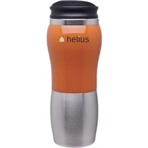 Maui Fusion - Apricot - 14 Oz 2-tone Acrylic And 18/8 Stainless Steel Tumbler, Foam Insulated, Push On Lid
