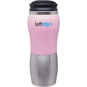 Maui Fusion - Pink - 14 Oz 2-tone Acrylic And 18/8 Stainless Steel Tumbler, Foam Insulated, Push On Lid