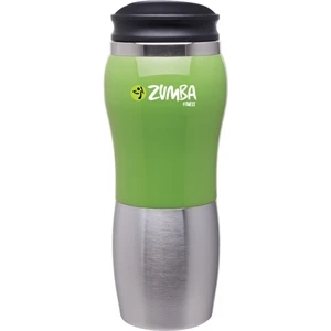 Maui Fusion - Green - 14 Oz 2-tone Acrylic And 18/8 Stainless Steel Tumbler, Foam Insulated, Push On Lid