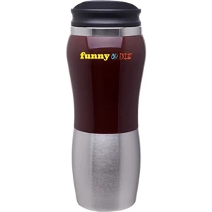 Maui Fusion - Brown - 14 Oz 2-tone Acrylic And 18/8 Stainless Steel Tumbler, Foam Insulated, Push On Lid