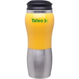 Maui Fusion - Yellow - 14 Oz 2-tone Acrylic And 18/8 Stainless Steel Tumbler, Foam Insulated, Push On Lid