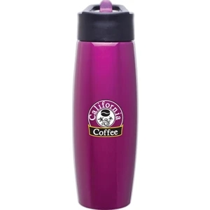 H2go (r) Orbit - Fuchsia - 25 Oz Single Wall Stainless Steel Water Bottle With Flip-up Straw