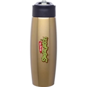 H2go (r) Orbit - Gold - 25 Oz Single Wall Stainless Steel Water Bottle With Flip-up Straw