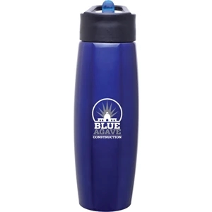 H2go (r) Orbit - Blue - 25 Oz Single Wall Stainless Steel Water Bottle With Flip-up Straw