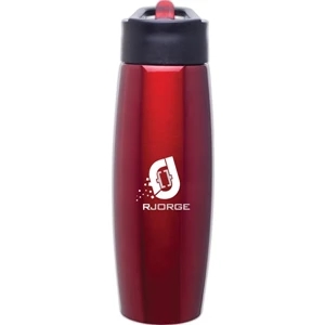 H2go (r) Orbit - Red - 25 Oz Single Wall Stainless Steel Water Bottle With Flip-up Straw