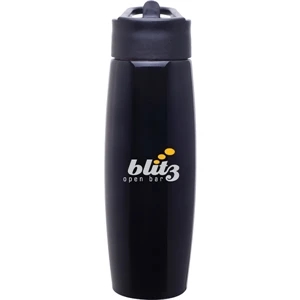 H2go (r) Orbit - Black - 25 Oz Single Wall Stainless Steel Water Bottle With Flip-up Straw