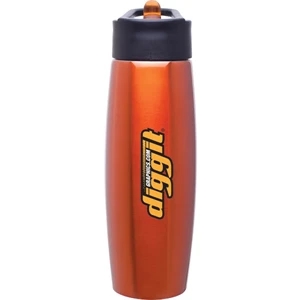 H2go (r) Orbit - Orange - 25 Oz Single Wall Stainless Steel Water Bottle With Flip-up Straw