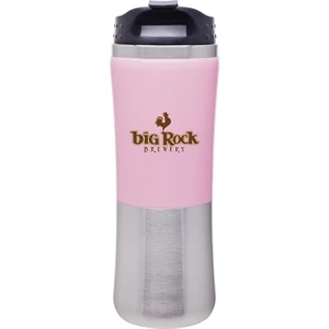 Laguna Fusion - Pink - 14 Oz 2-tone Acrylic And 18/8 Stainless Steel Tumbler, Foam Insulated With Lid