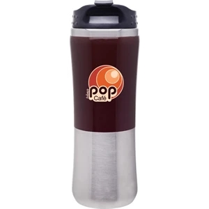 Laguna Fusion - Brown - 14 Oz 2-tone Acrylic And 18/8 Stainless Steel Tumbler, Foam Insulated With Lid