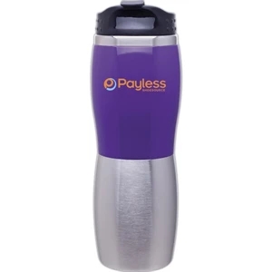 Cali Fusion - Purple - 16 Oz 2-tone Acrylic And 18/8 Stainless Steel Tumbler, Foam Insulated, Threaded Lid