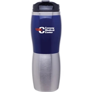 Cali Fusion - Blue - 16 Oz 2-tone Acrylic And 18/8 Stainless Steel Tumbler, Foam Insulated, Threaded Lid