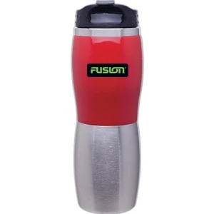 Cali Fusion - Red - 16 Oz 2-tone Acrylic And 18/8 Stainless Steel Tumbler, Foam Insulated, Threaded Lid