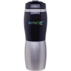 Cali Fusion - Black - 16 Oz 2-tone Acrylic And 18/8 Stainless Steel Tumbler, Foam Insulated, Threaded Lid