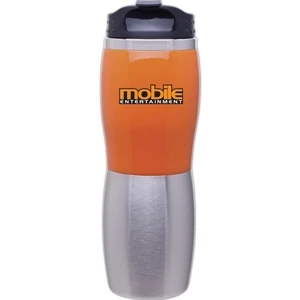 Cali Fusion - Apricot - 16 Oz 2-tone Acrylic And 18/8 Stainless Steel Tumbler, Foam Insulated, Threaded Lid