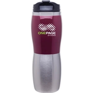 Cali Fusion - Wine - 16 Oz 2-tone Acrylic And 18/8 Stainless Steel Tumbler, Foam Insulated, Threaded Lid
