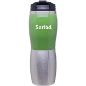 Cali Fusion - Green - 16 Oz 2-tone Acrylic And 18/8 Stainless Steel Tumbler, Foam Insulated, Threaded Lid