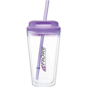 Spirit H/c - Purple - 16 Oz Acrylic Double Wall Tumbler With Threaded Lid/straw For Hot Or Cold Beverages