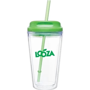 Spirit H/c - Apple - 16 Oz Acrylic Double Wall Tumbler With Threaded Lid/straw For Hot Or Cold Beverages