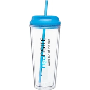 Spirit - Aqua - 20 Oz Acrylic Double Wall Tumbler With Threaded Lid/straw For Hot Or Cold Beverages