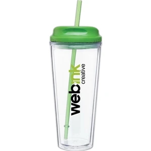 Spirit - Apple - 20 Oz Acrylic Double Wall Tumbler With Threaded Lid/straw For Hot Or Cold Beverages
