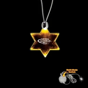 High Quality, Star Of David Amber Light-up Acrylic Pendant On A 24" Necklace