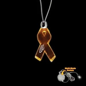 High Quality, Ribbon Shape Amber Light-up Acrylic Pendant On A 24" Necklace