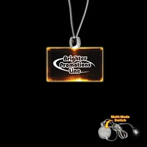 High Quality, Rectangle Amber Light-up Acrylic Pendant On A 24" Necklace