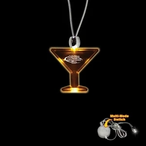 High Quality, Martini Glass Shape Amber Light-up Acrylic Pendant On A 24" Necklace