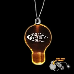 High Quality, Light Bulb Shape Amber Light-up Acrylic Pendant On A 24" Necklace