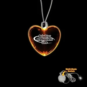 High Quality, Heart Shape Amber Light-up Acrylic Pendant On A 24" Necklace