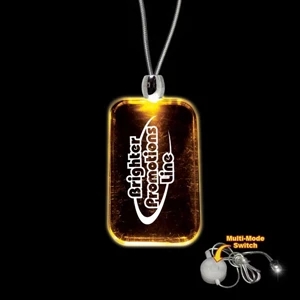 High Quality, Dog Tag Shape Amber Light-up Acrylic Pendant On A 24" Necklace
