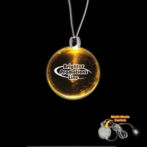 High Quality, Round Amber Light-up Led Acrylic Pendant On A 24" Necklace