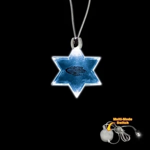 High Quality, Star Of David Blue Light-up Acrylic Pendant On A 24" Necklace
