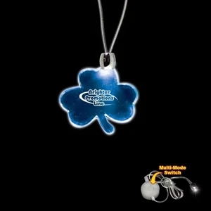 High Quality, Shamrock Shape Blue Light-up Acrylic Pendant On A 24" Necklace
