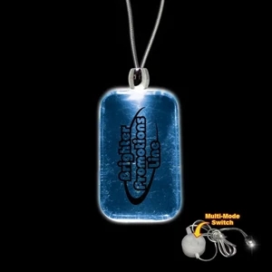 High Quality, Dog Tag Shape Blue Light-up Acrylic Pendant On A 24" Necklace