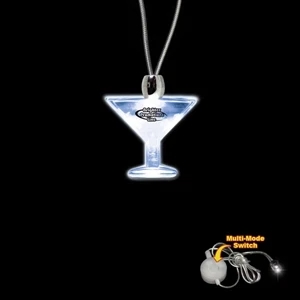 High Quality, Martini Glass Shape Blue Light-up Acrylic Pendant On A 24" Necklace