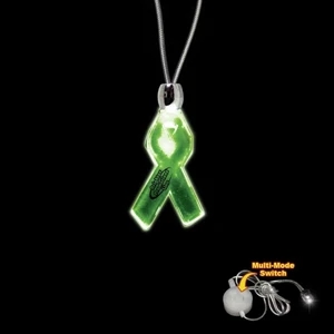 High Quality, Ribbon Shape Green Light-up Acrylic Pendant On A 24" Necklace